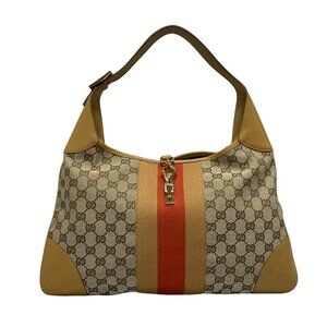 GUCCI Kandinsky, GG pattern Beige Dark Brown Orange Jacquard Leather 621-090125